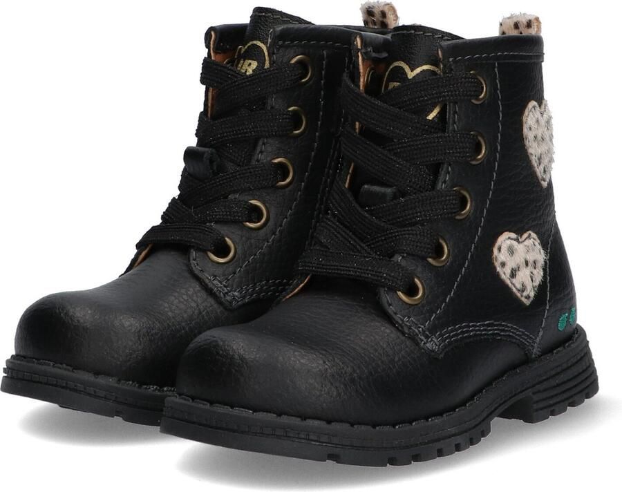 BunniesJR Bunnies JR Thijs Trots Meisjes Biker Boots Zwart Leer Veters - Foto 4