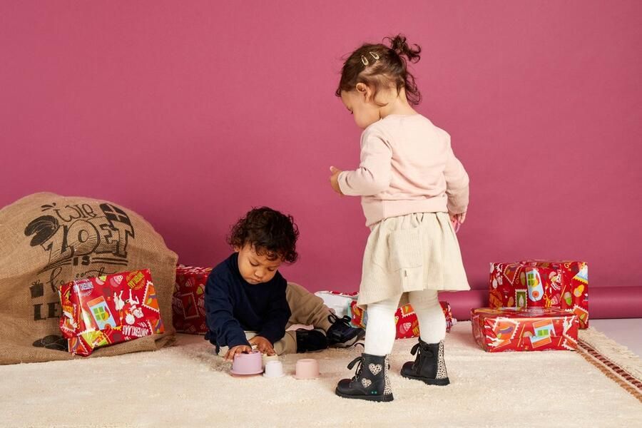 BunniesJR Bunnies JR Thijs Trots Meisjes Biker Boots Zwart Leer Veters - Foto 6
