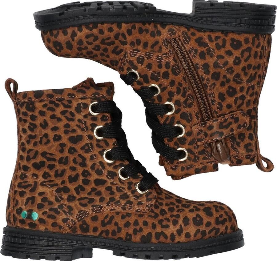 BunniesJR Bunnies JR Thijs Trots Biker Boots Bruin Print Leer Veters - Foto 2