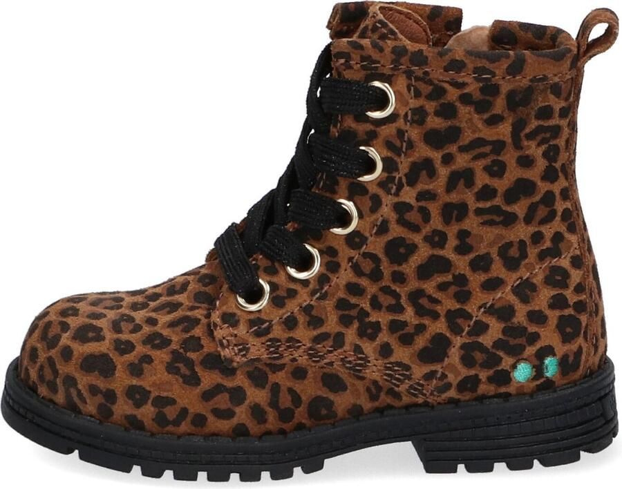 BunniesJR Bunnies JR Thijs Trots Biker Boots Bruin Print Leer Veters - Foto 6