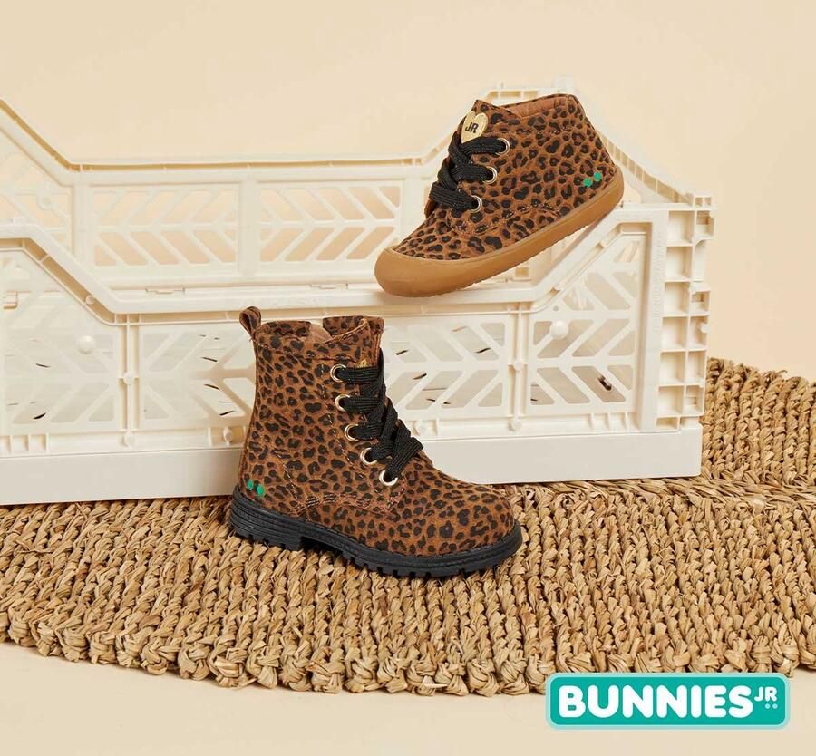 BunniesJR Bunnies JR Thijs Trots Biker Boots Bruin Print Leer Veters - Foto 3