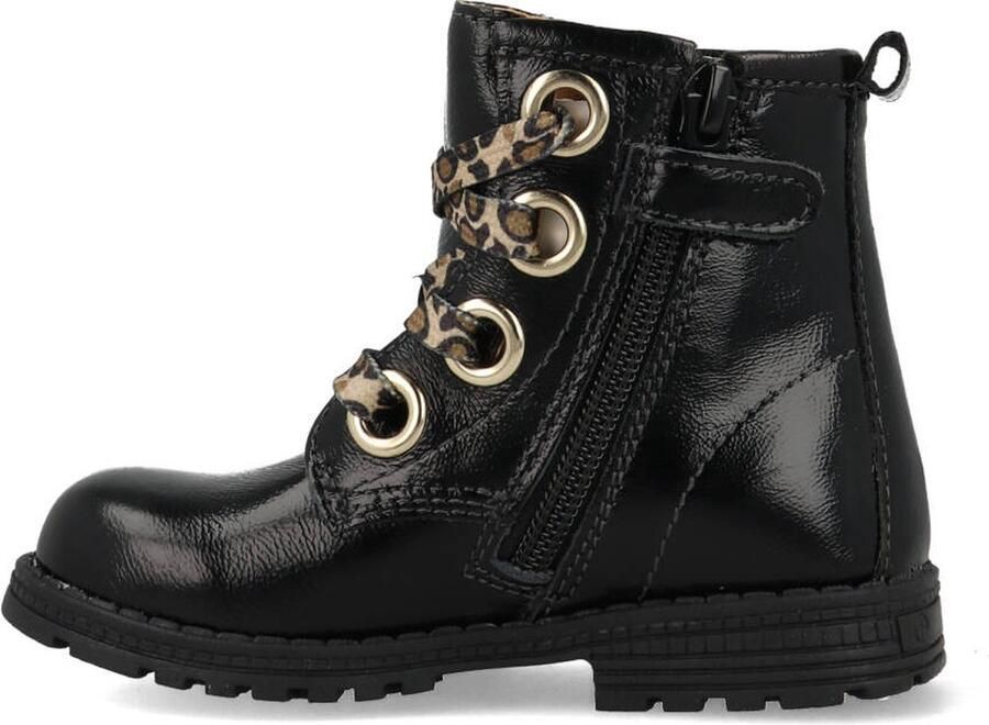 BunniesJR Bunnies JR Tosca Trots Combat Boots Zwart Leer Veters - Foto 8