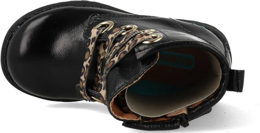 BunniesJR Bunnies JR Tosca Trots Combat Boots Zwart Leer Veters - Foto 11