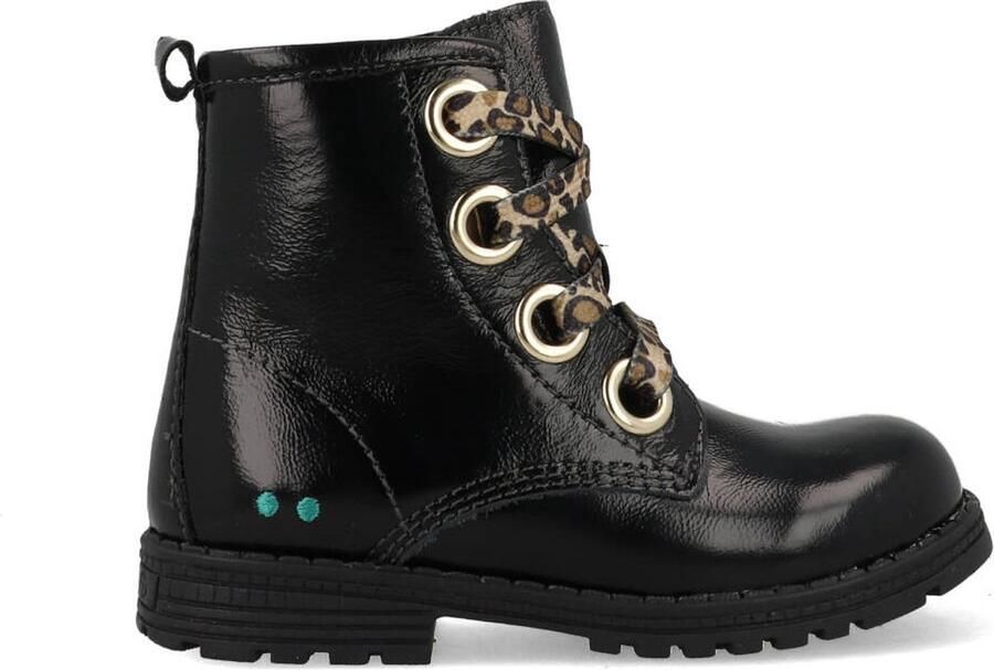 BunniesJR Bunnies JR Tosca Trots Combat Boots Zwart Leer Veters - Foto 9
