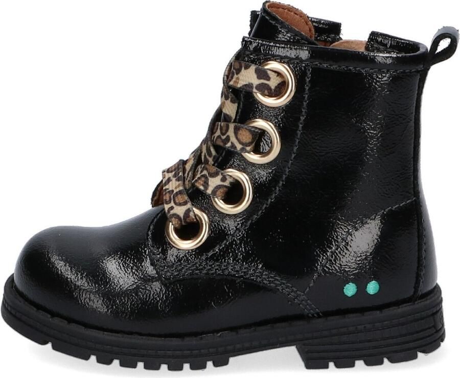 BunniesJR Bunnies JR Tosca Trots Combat Boots Zwart Leer Veters - Foto 7