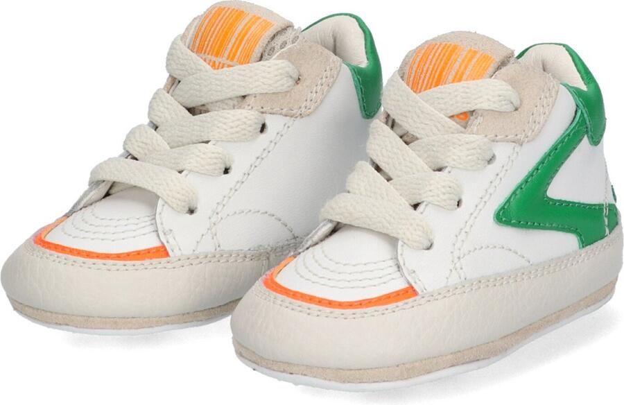 BunniesJR Bunnies JR 223126-564 Jongens Babysneakertjes Groen Wit Beige Oranje Leer Veter - Foto 5