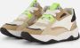 BunniesJR 225375-111 Jongens Lage Sneakers Beige Wit Bruin Geel Leer Veters - Thumbnail 3