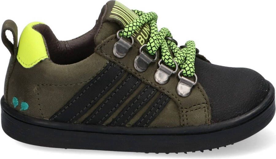 BunniesJR Puk Pit Jongens Lage Sneakers Groen Leer Veters