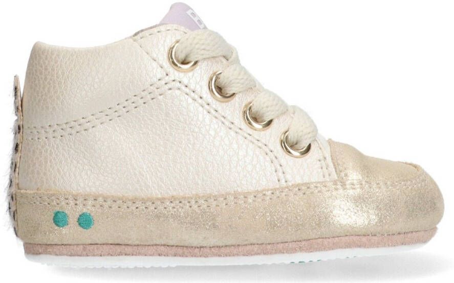 BunniesJR Zukke Zacht Meisjes Babysneakertjes Beige Goud Leer Veters