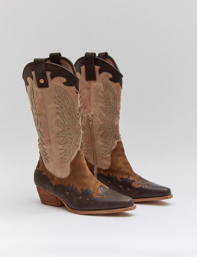 Buonarotti Dames Cowboylaarzen Bruin Imitatieleer