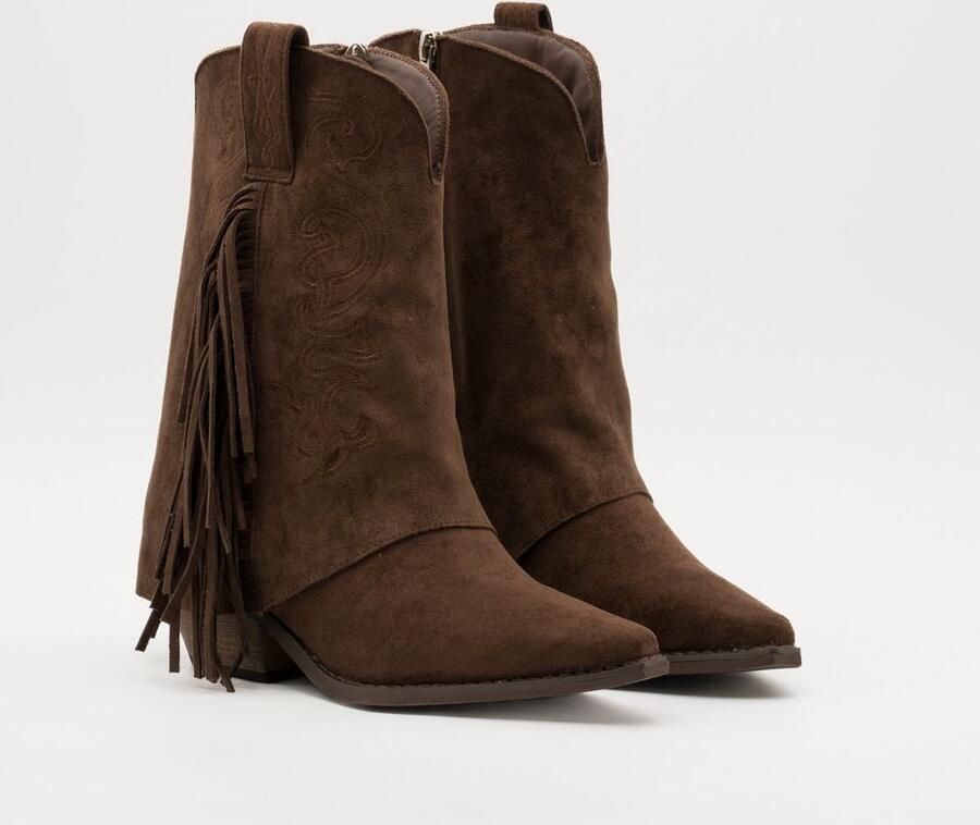 Buonarotti Dames Cowboylaarzen Khaki Bruin Suedine