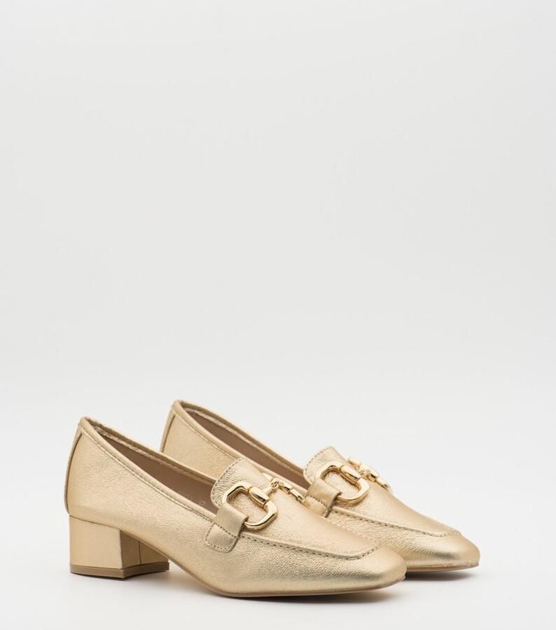 Weloveshoes SmileFavorites Loafers & Espadrilles met Hak Goud Imitatieleer - Foto 2