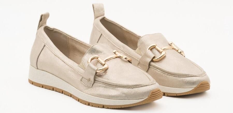 Buonarotti Dames Loafers Mocassins Beige Suedine Goud