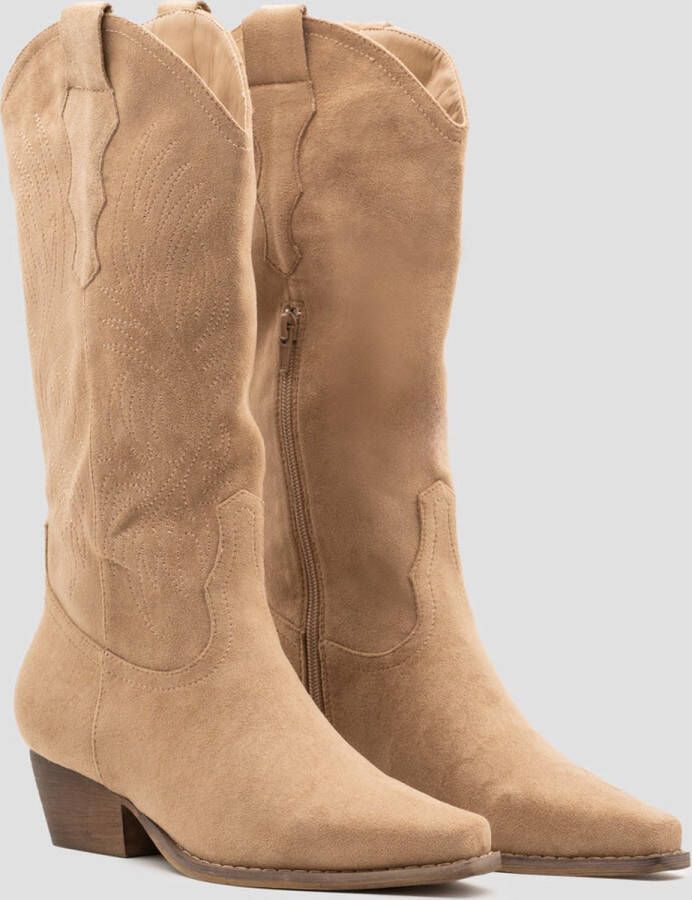 Buonarotti Dames Cowboylaarzen Khaki Suedine