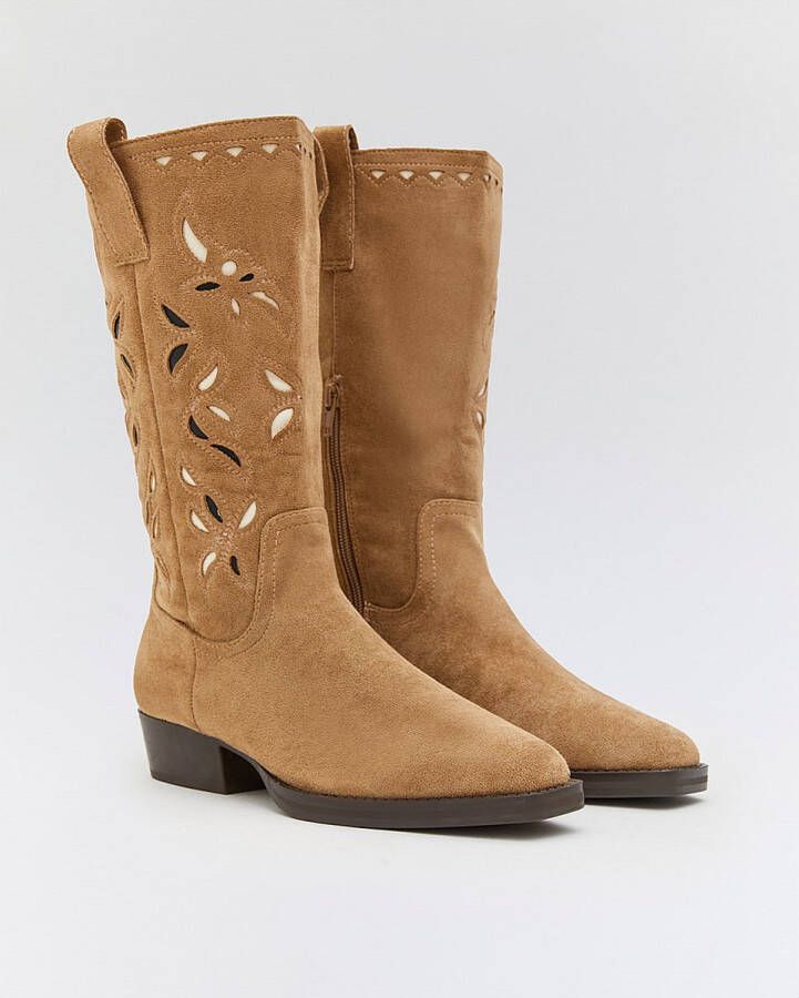 Buonarotti Dames Cowboylaarzen Khaki Suedine