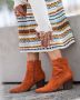 Weloveshoes Cyber Monday Deal Dames Cowboylaarzen met Hak Kort Suedine Oranje - Thumbnail 2