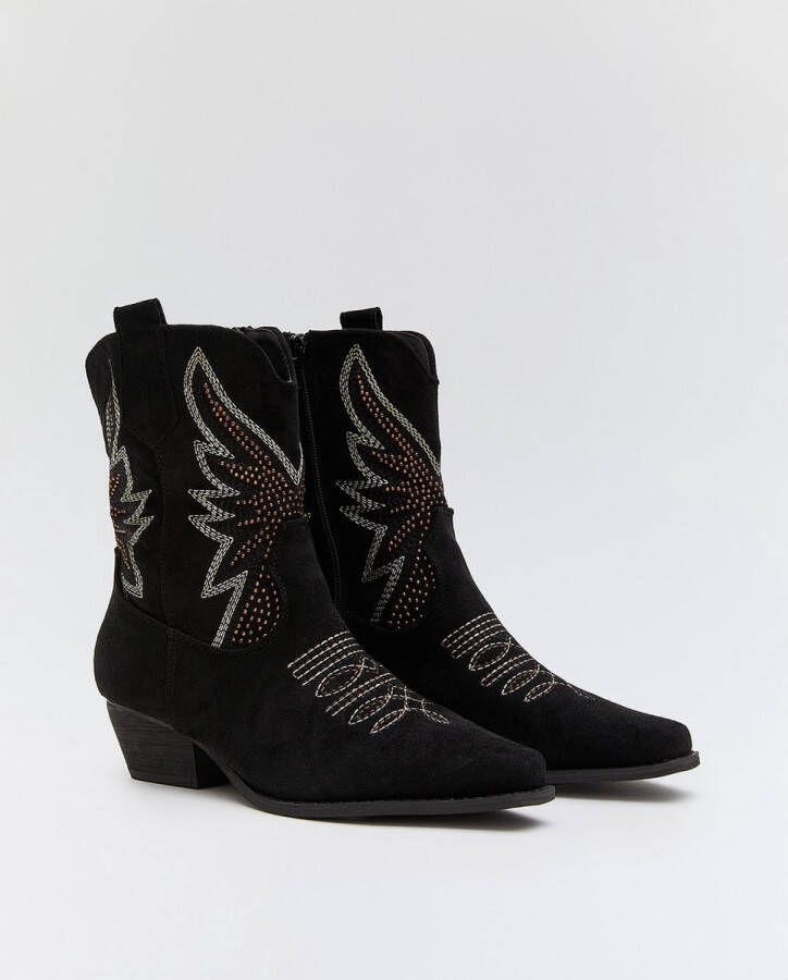 Buonarotti Dames Cowboylaarzen Kort Zwart Suedine