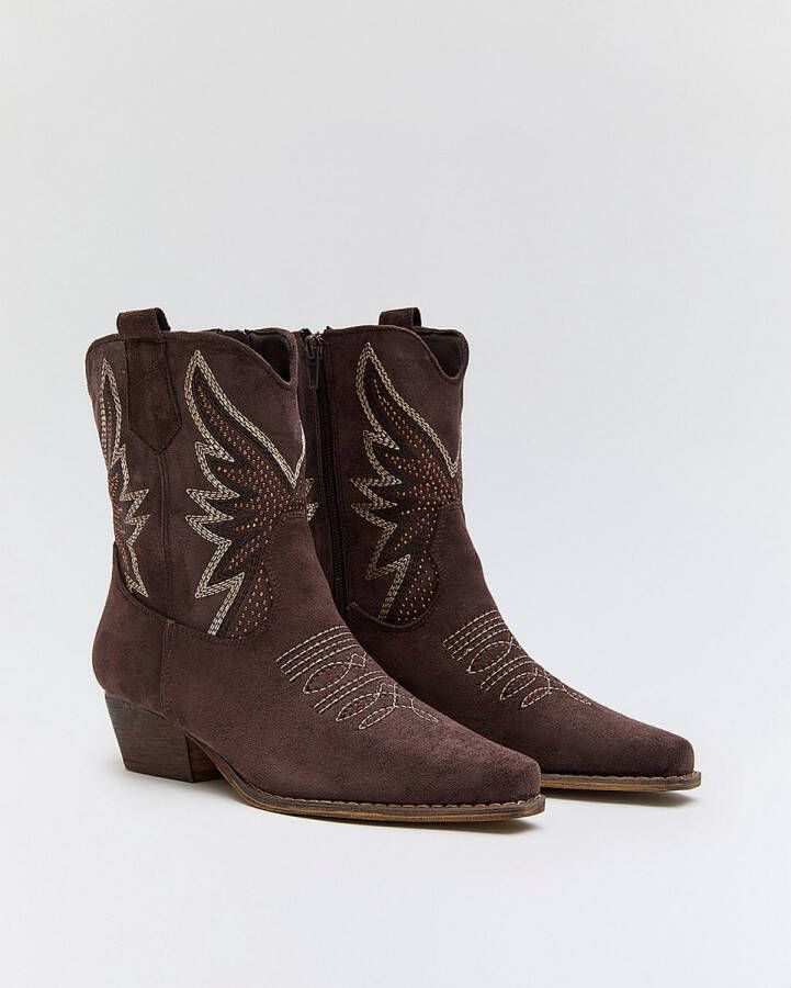 Buonarotti Dames Cowboylaarzen Kort Zwart Suedine