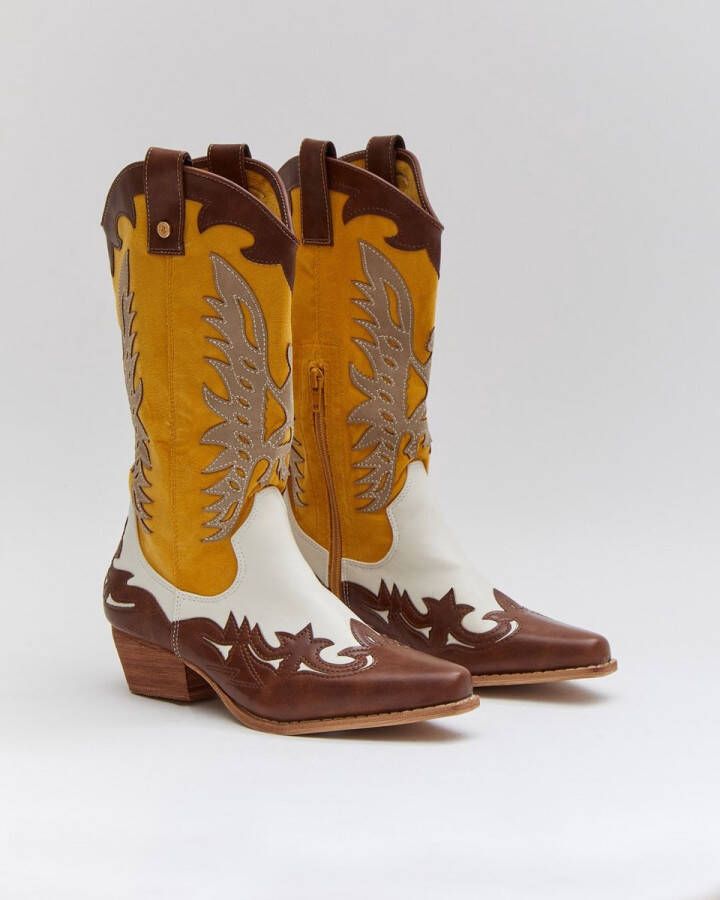 Buonarotti Dames Cowboylaarzen Wit Imitatieleer