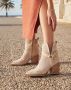 Weloveshoes SmileFavorites Dames Enkellaarzen met Hak Beige Stof - Thumbnail 1
