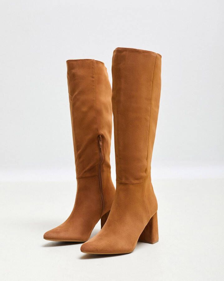 Weloveshoes Cyber Monday Deal Dames Laarzen met Hak Suedine Camel