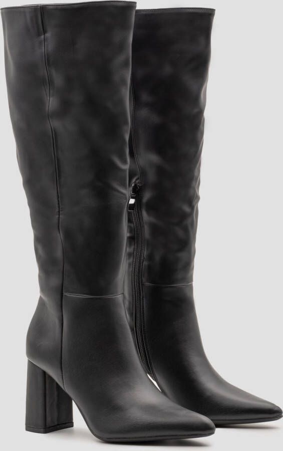 Weloveshoes SmileFavorites Dames Laarzen met Hak Zwart Imitatieleer