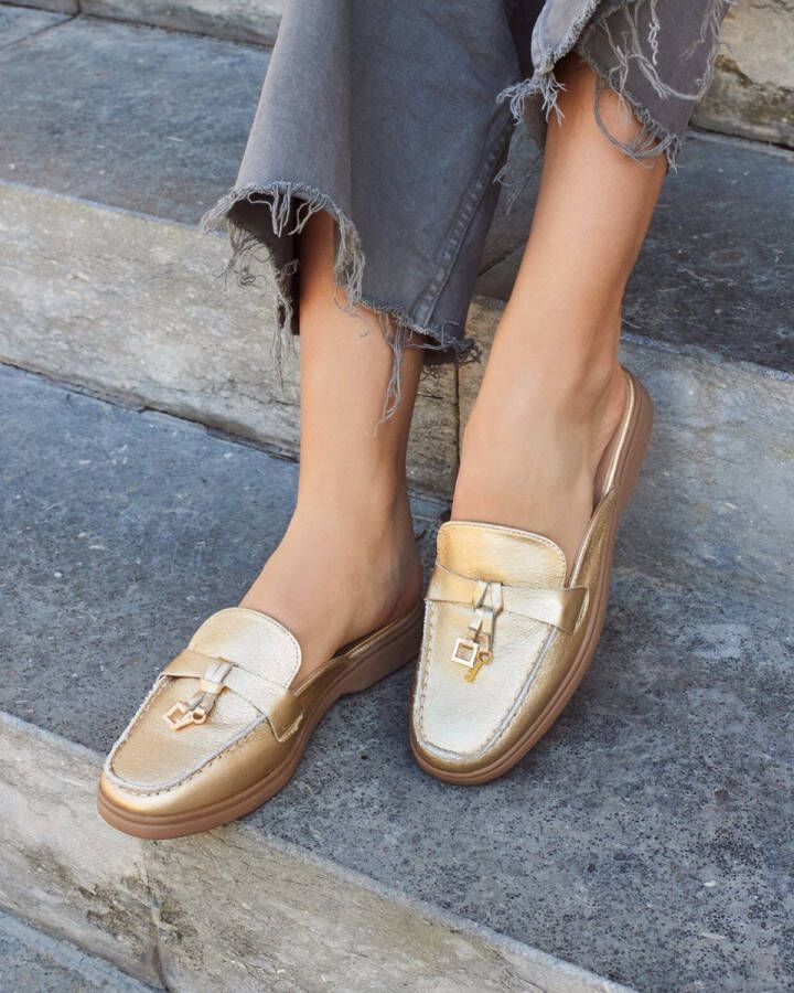 Buonarotti Dames Loafers & Mocassins Goud Imitatieleer Instappers