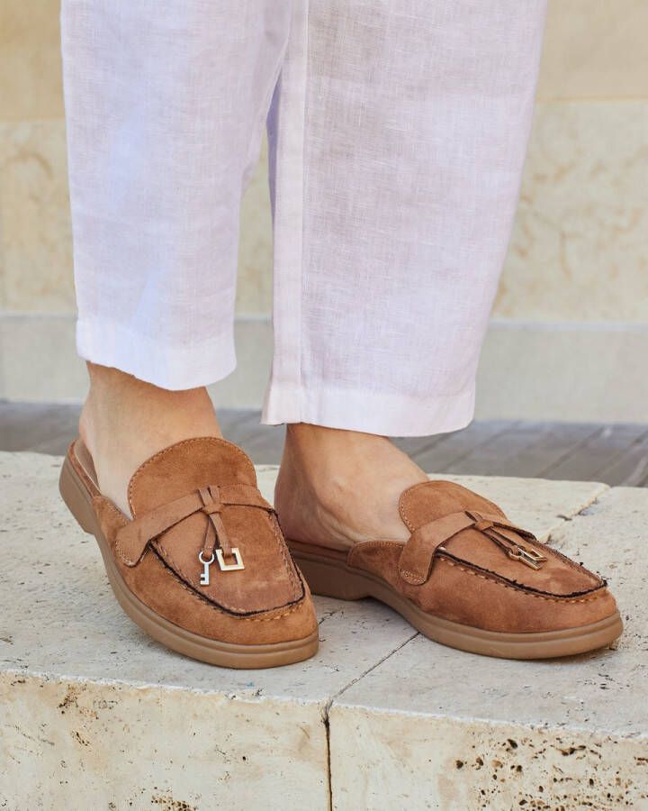 Buonarotti Dames Loafers Mocassins Camel Suedine Instappers
