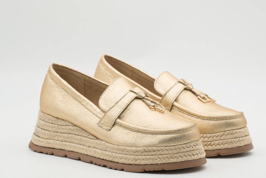 Weloveshoes SmileFavorites Loafers & Espadrilles met Hak Goud Imitatieleer - Foto 2