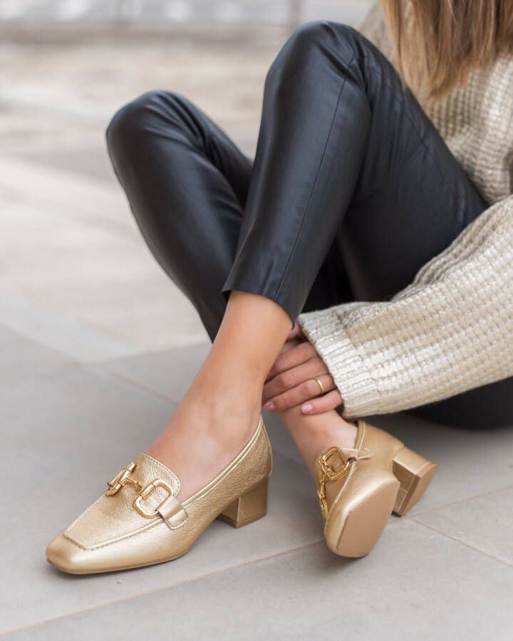 Buonarotti Dames Loafers Mocassins Goud Imitatieleer Metallic