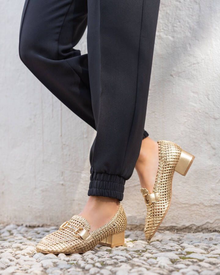 Buonarotti Dames Loafers Mocassins Goud Imitatieleer Metallic