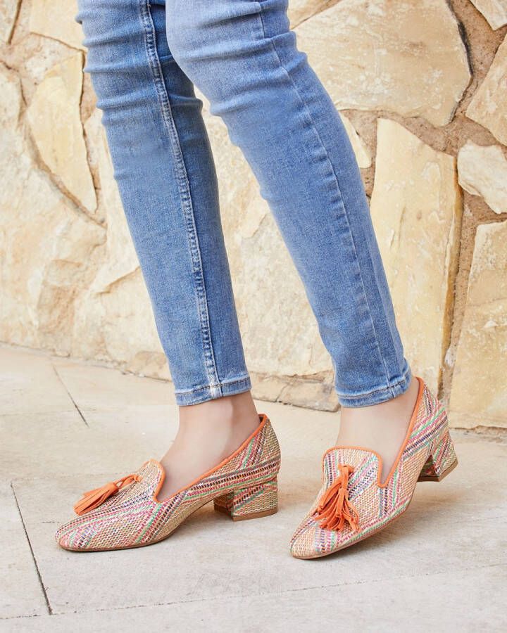 Buonarotti Dames Loafers Mocassins Oranje Imitatieleer Oranje