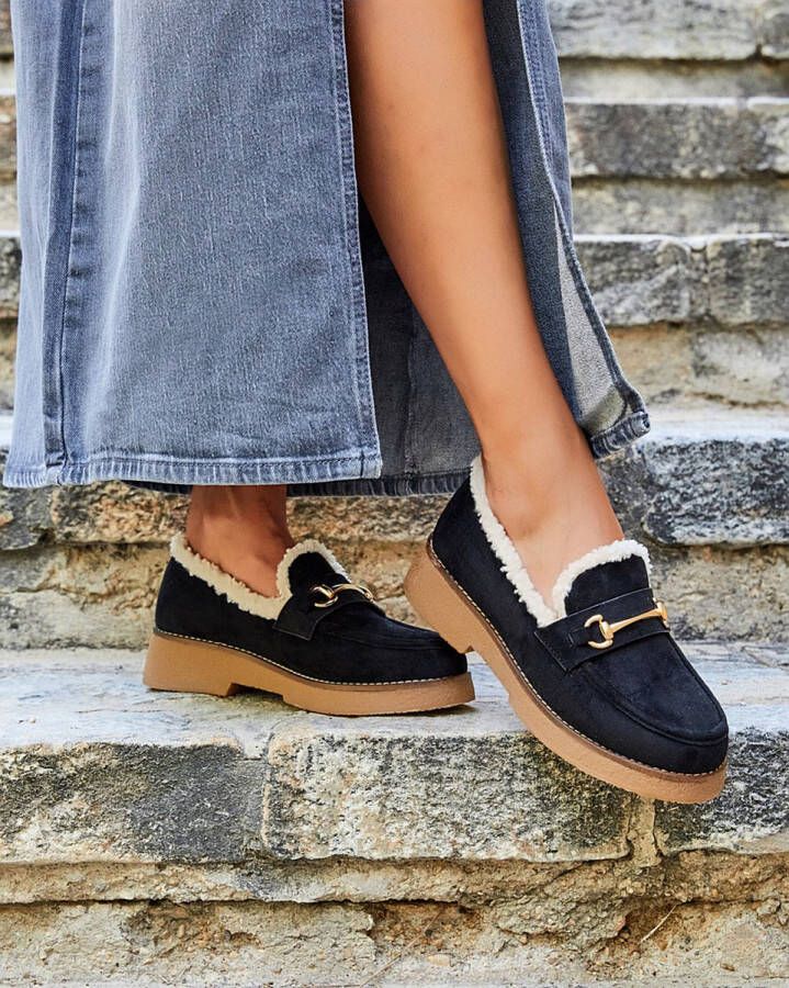 Buonarotti Dames Loafers & Mocassins Zwart Suedine