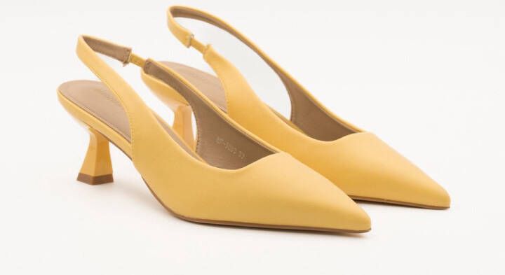 Buonarotti Dames Pumps Slingbacks Geel Imitatieleer Hakken Oranje