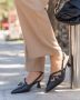 Buonarotti Dames Pumps Slingbacks Zwart Imitatieleer Hakken - Thumbnail 2