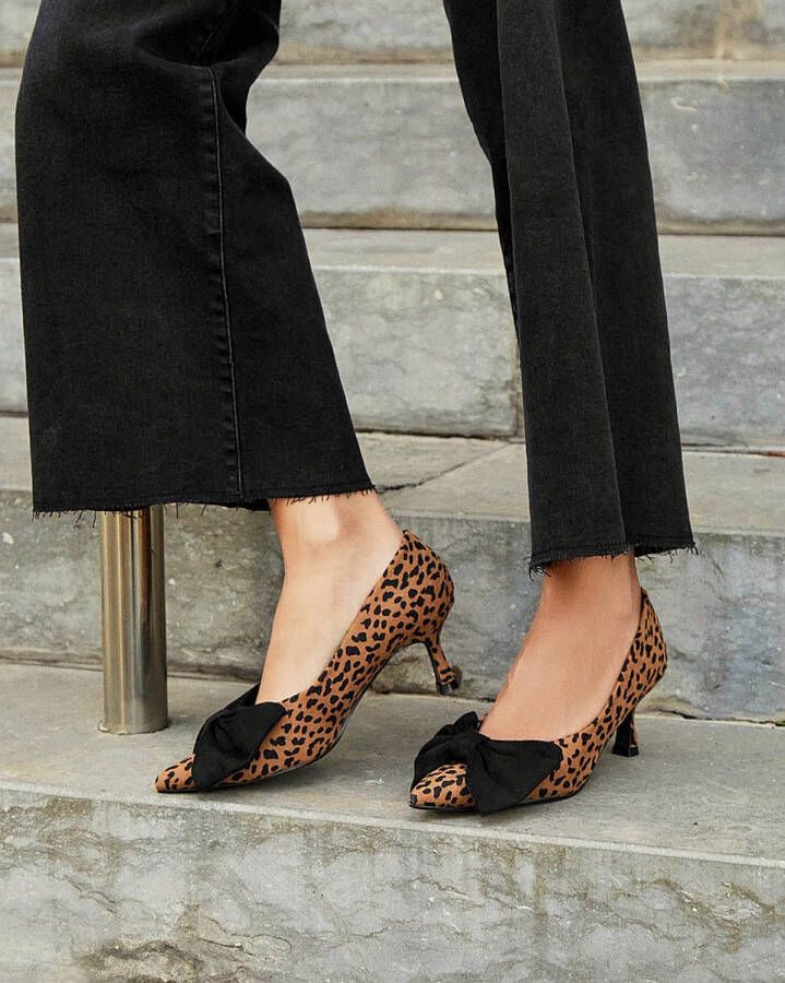 Buonarotti Dames Pumps Slingbacks Zwart Suedine Leopard