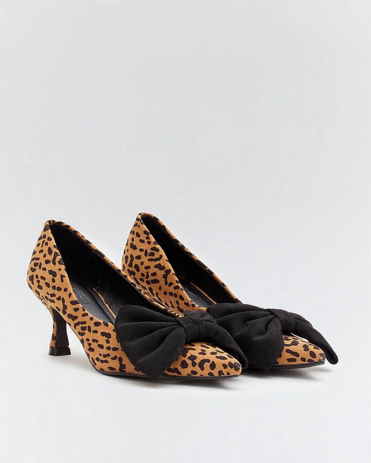 Buonarotti Dames Pumps Slingbacks Zwart Suedine Leopard