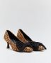 Buonarotti Dames Pumps Slingbacks Zwart Suedine Leopard - Thumbnail 1