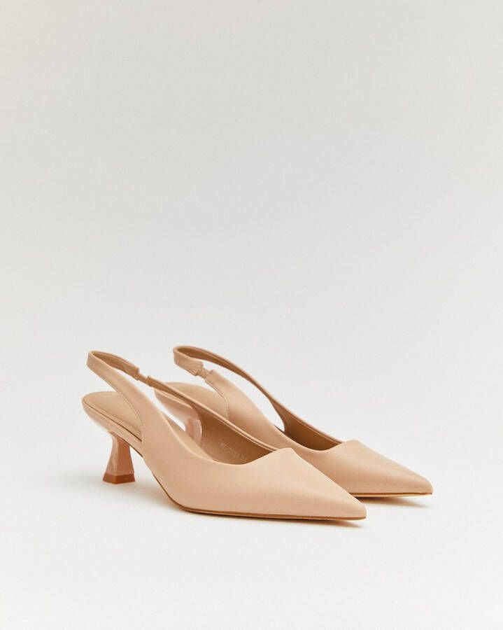 Buonarotti Dames Pumps Slingbacks Taupe Nude Imitatieleer Hakken