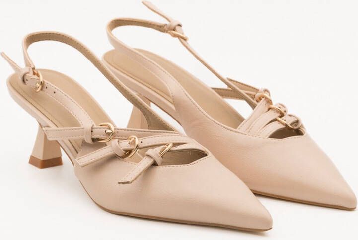 Buonarotti Dames Pumps Slingbacks Taupe Nude Imitatieleer Hakken