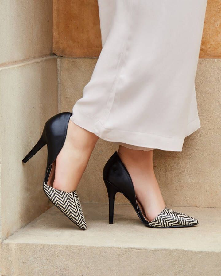 Buonarotti Dames Pumps Slingbacks Zwart Imitatieleer Hakken