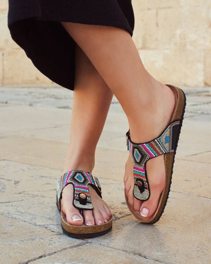 Weloveshoes SmileFavorites Sandalen Slippers Western Zwart Imitatieleer
