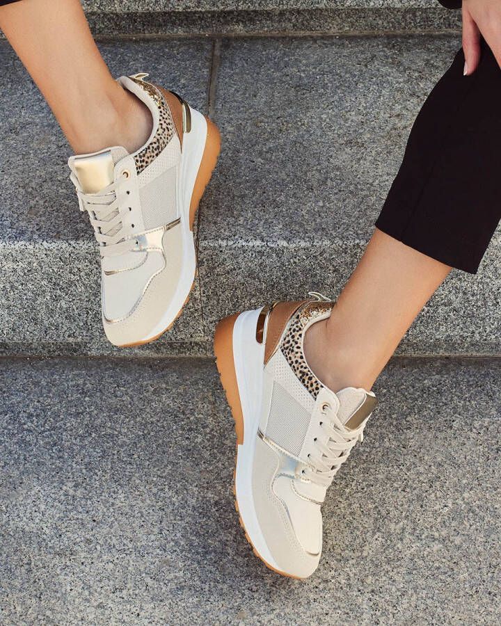 Buonarotti Dames Sneaker Beige Imitatieleer Leopard