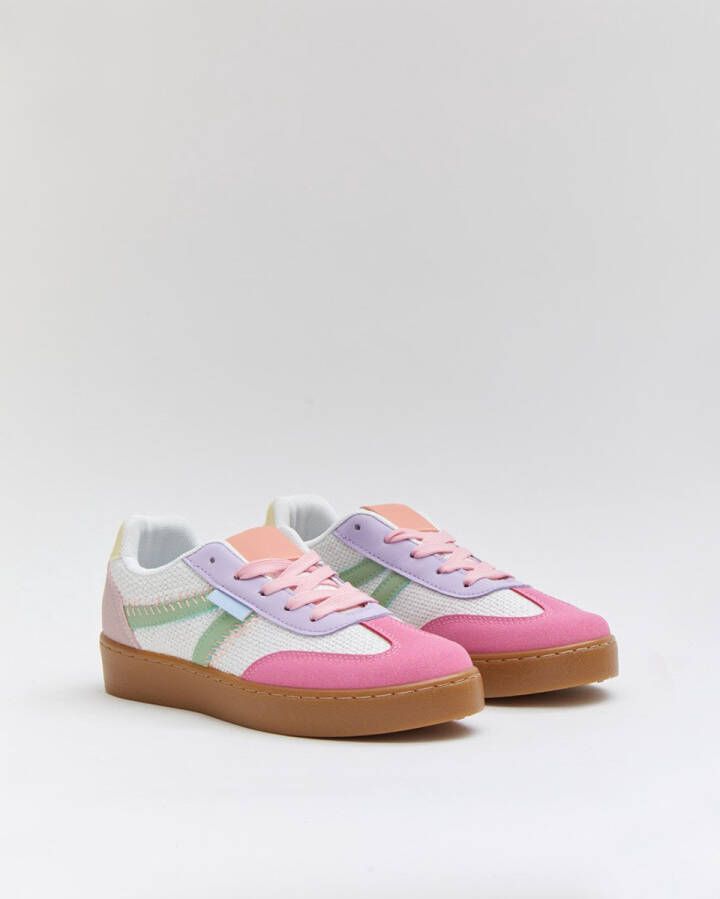 Buonarotti Dames Sneakers Wit Imitatieleer Stof Colored