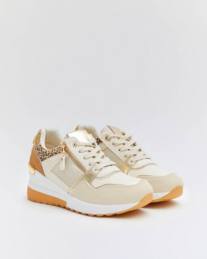 Buonarotti Dames Sneakers Beige Imitatieleer Leopard