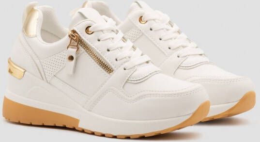 Buonarotti Dames Sneakers Wit Imitatieleer Goud