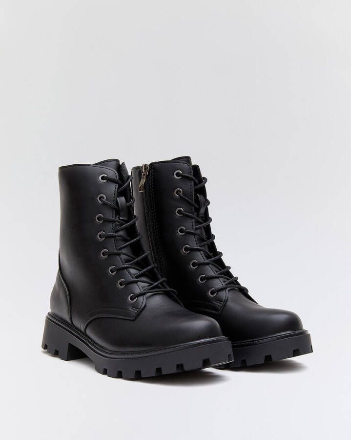 Buonarotti Dames Veterboots Zwart Imitatieleer