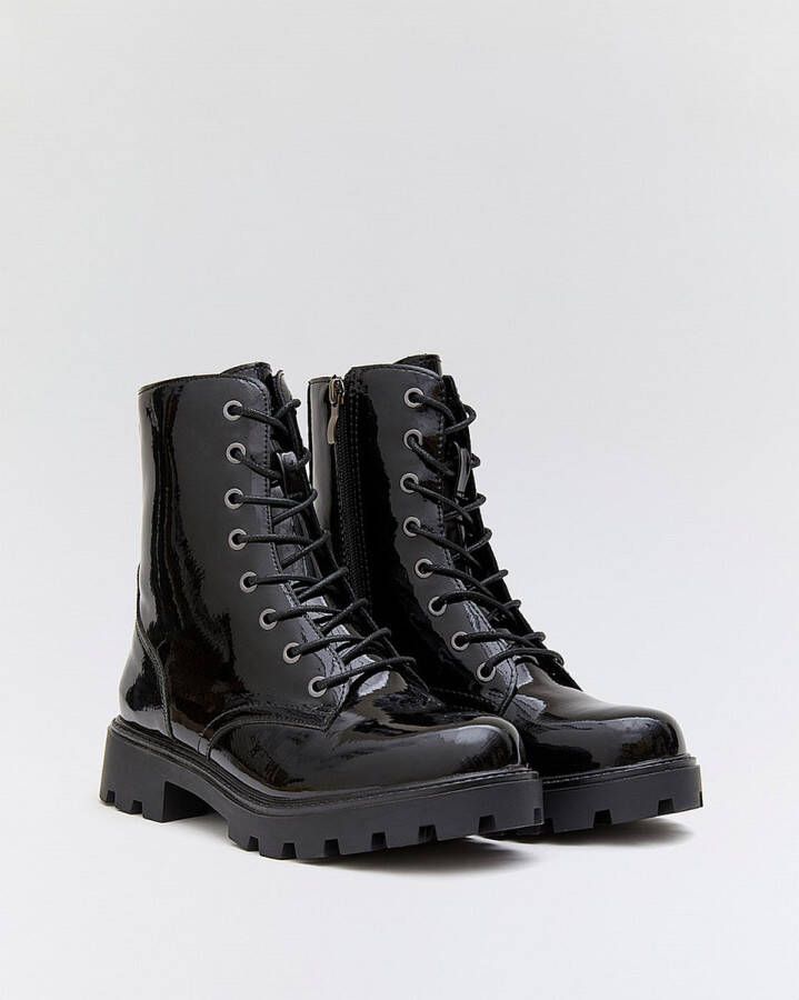 Buonarotti Dames Veterboots Zwart Imitatieleer