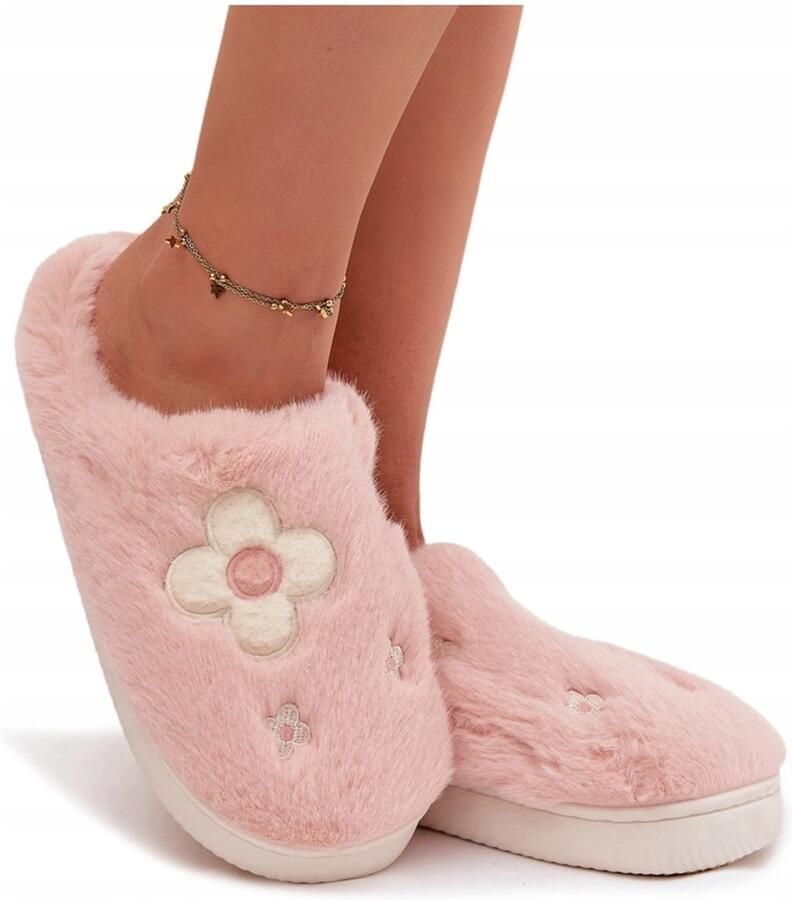 Butosklep Dames Pantoffels Roze Met Bloemen
