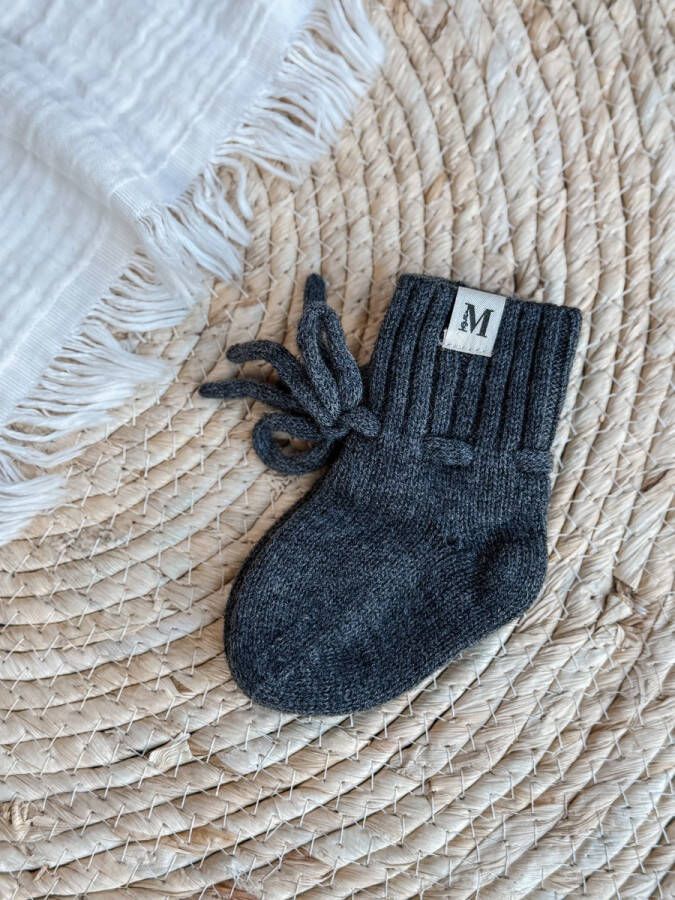 Bymirandless Merino wollen babyslofjes Dark Grey Baby